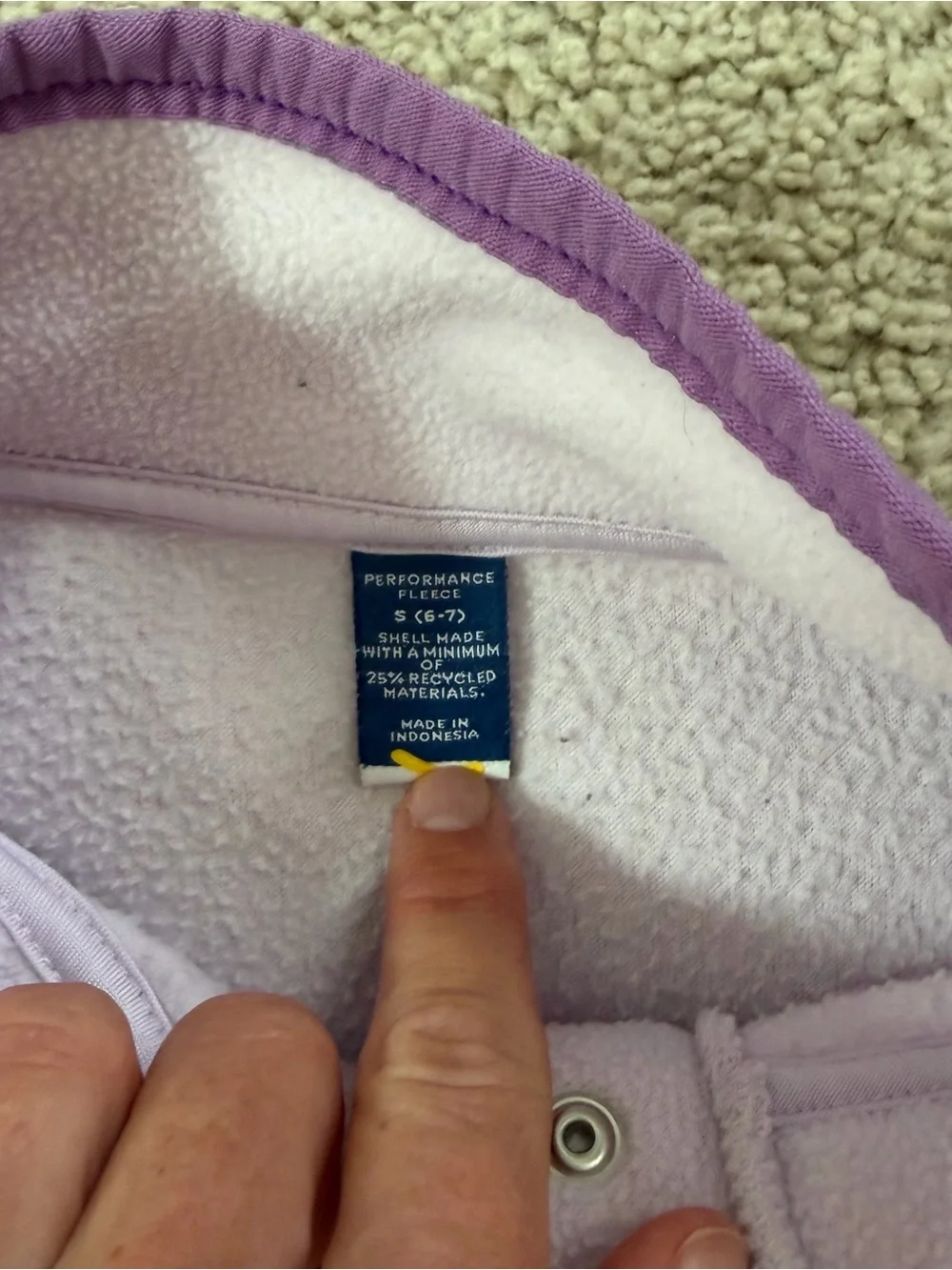 Old navy Girls' Lavender Fleece Pullover with Purple Trim size small